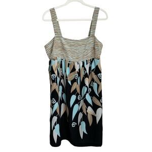 Vintage BCBGMAXAZRIA Y2K Blue Floral & Zebra Print Dress Women's Large